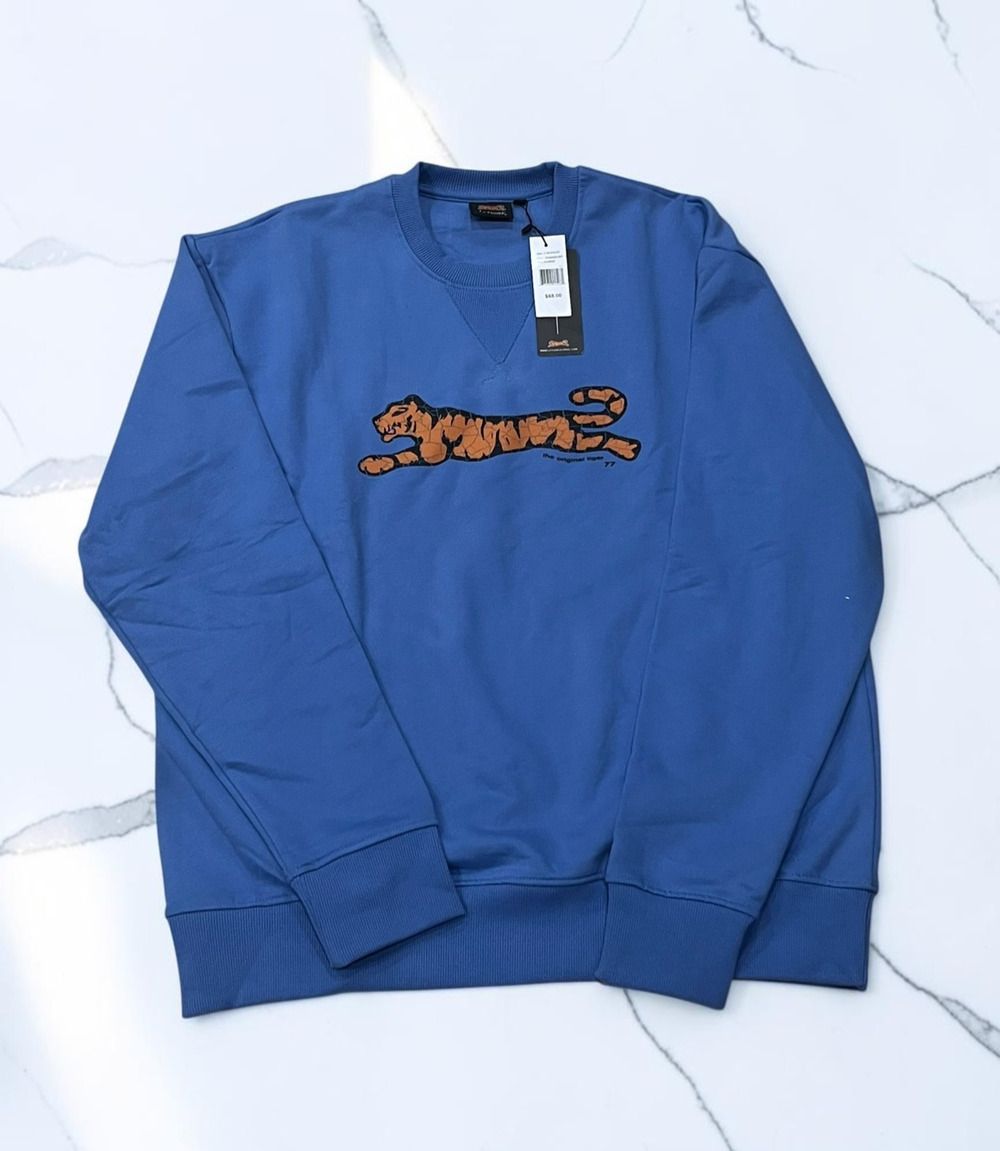 Le Tigre Men’s XL Granada Sky Blue Tiger Logo Crewneck Sweatshirt NWT